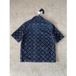 Louis Vuitton Heavy Industry Sheared Old Flower Polo Collar Short Sleeve Denim Coat